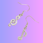 Treble Clef/Quaver Earrings with Rhinestones (Silver)