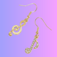 Treble Clef/Quaver Earrings with Rhinestones (Golden)