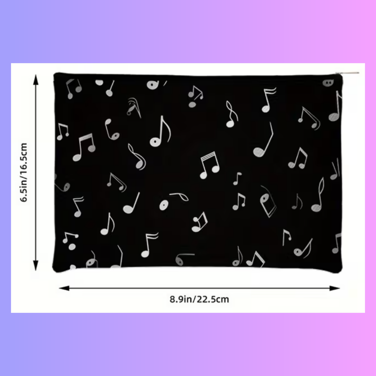 Black and White Music Note Music Bag/Pencil Case (22.5cmx16.5cm)