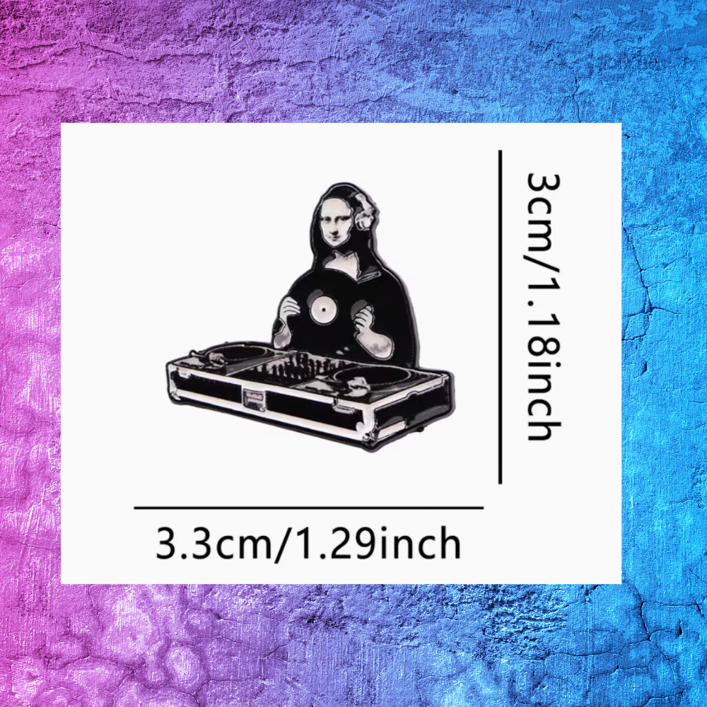 Mona Lisa DJ Enamel Pin - 3.0cm x 3.3cm