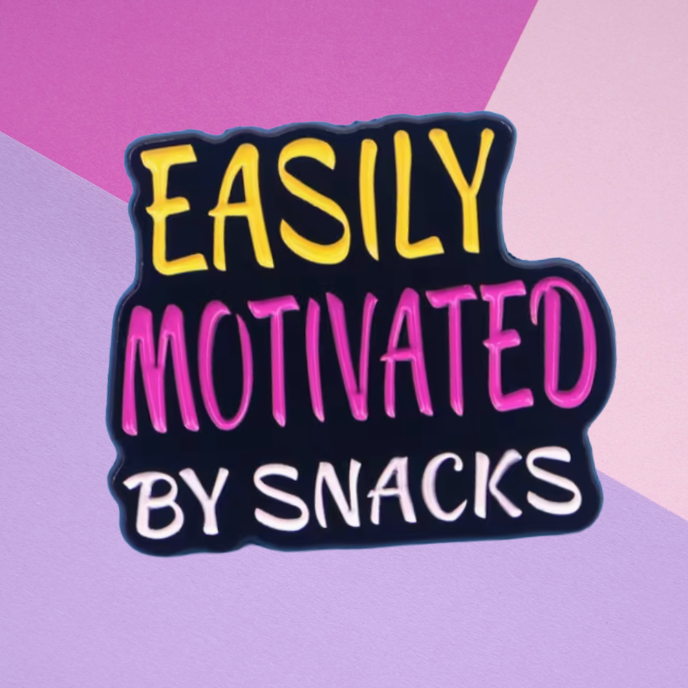 Easily Motivated by Snacks - Enamel Pin -3.2cm x 2.8cm