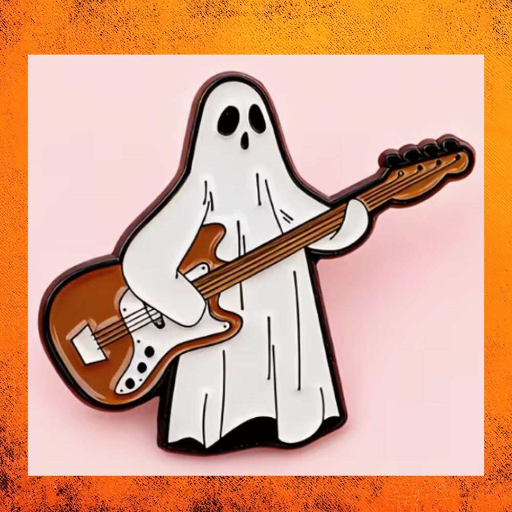 Ghost in the Low End - Bass Guitar Enamel Pin - 3.7cm x 3.0cm