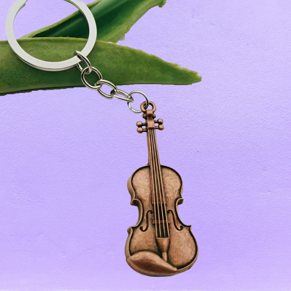 Vintage Copper Violin Keyring (11cm x 3.0cm)