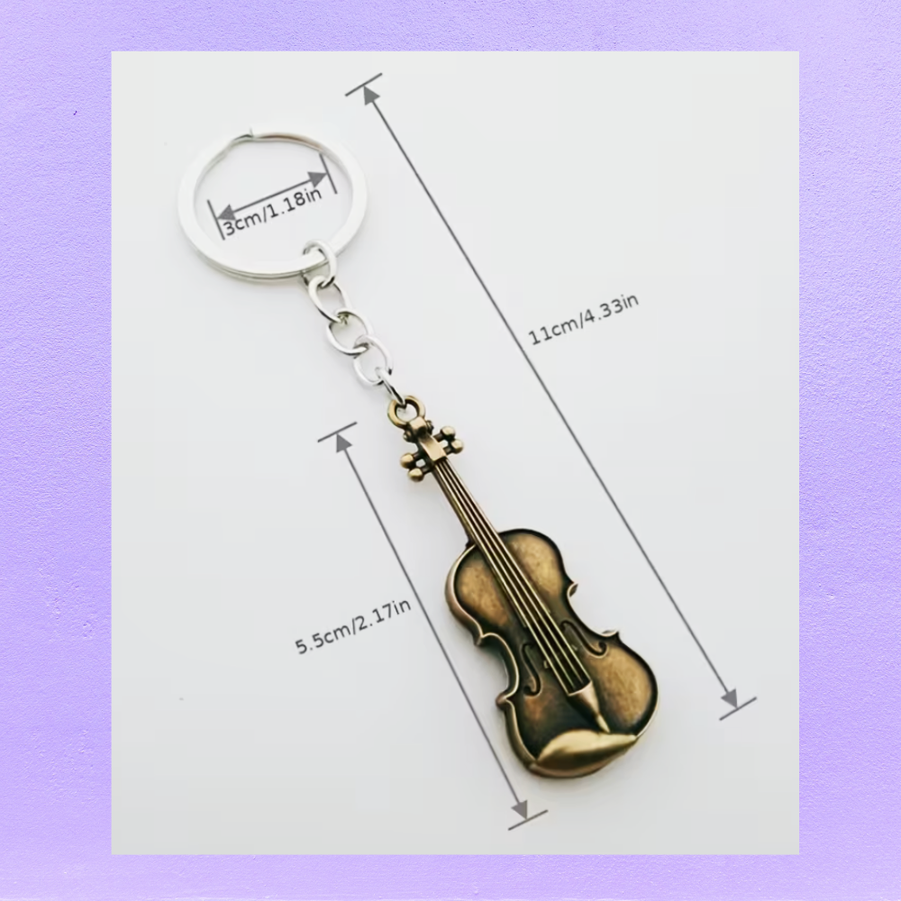 Vintage Copper Violin Keyring (11cm x 3.0cm)