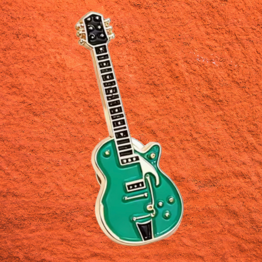Green Gretch Style Guitar Enamel Pin (3.9cm x 1.5cm)