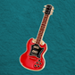 Red SG Style Guitar Enamel Pin (1.5cm x 3.9cm)