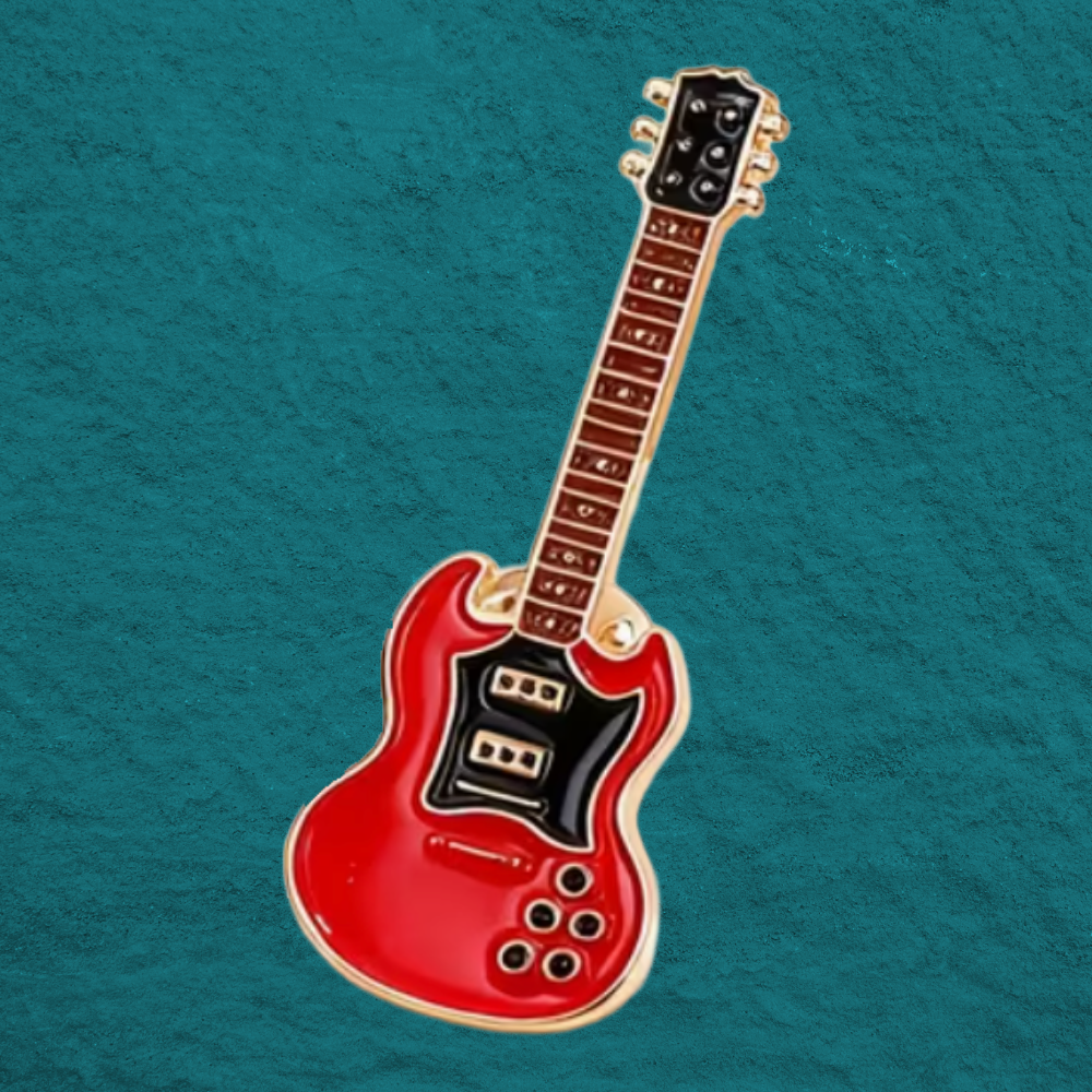 Red SG Style Guitar Enamel Pin (1.5cm x 3.9cm)