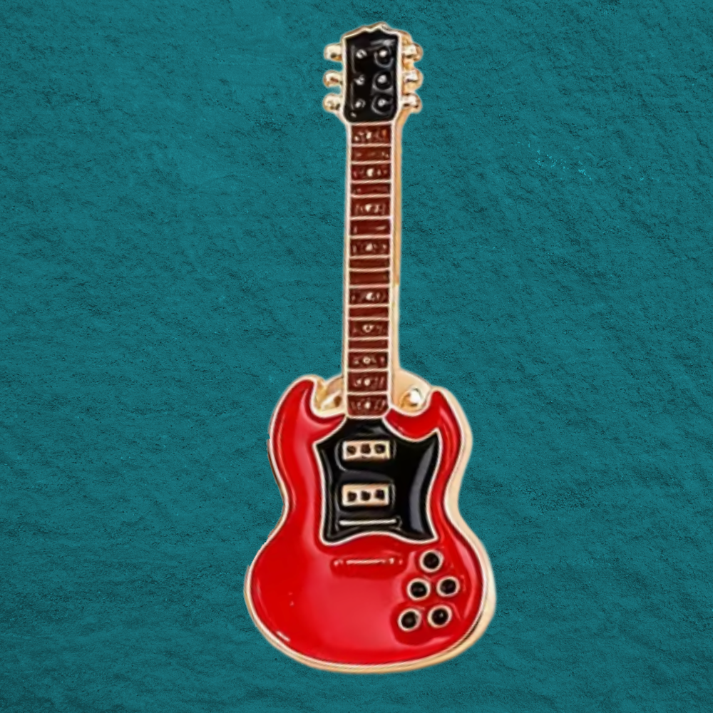 Red SG Style Guitar Enamel Pin (1.5cm x 3.9cm)