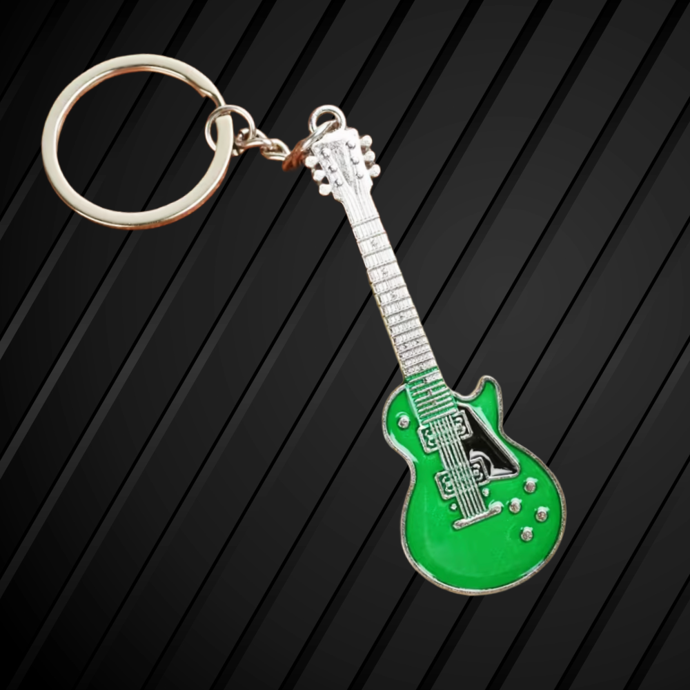 Guitar Shaped Keyring White - (13cm)