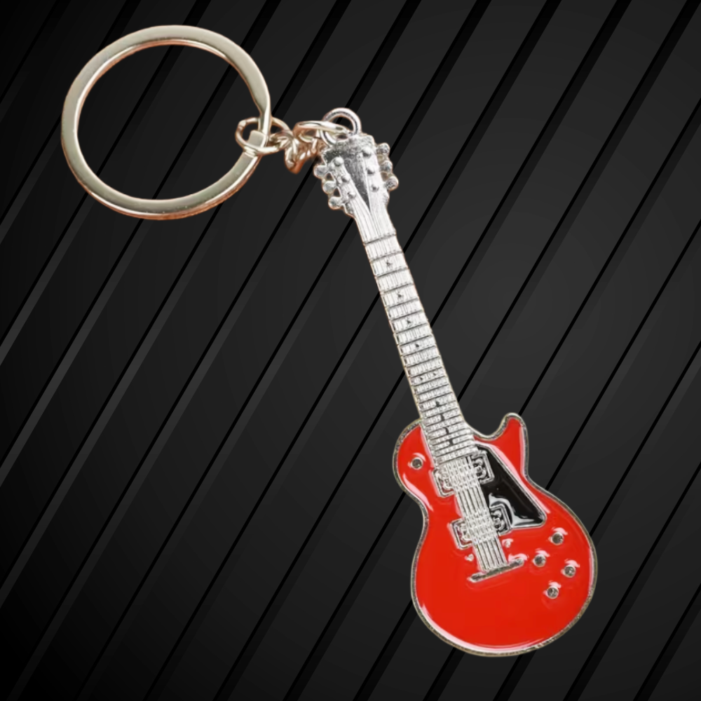 Guitar Shaped Keyring White - (13cm)