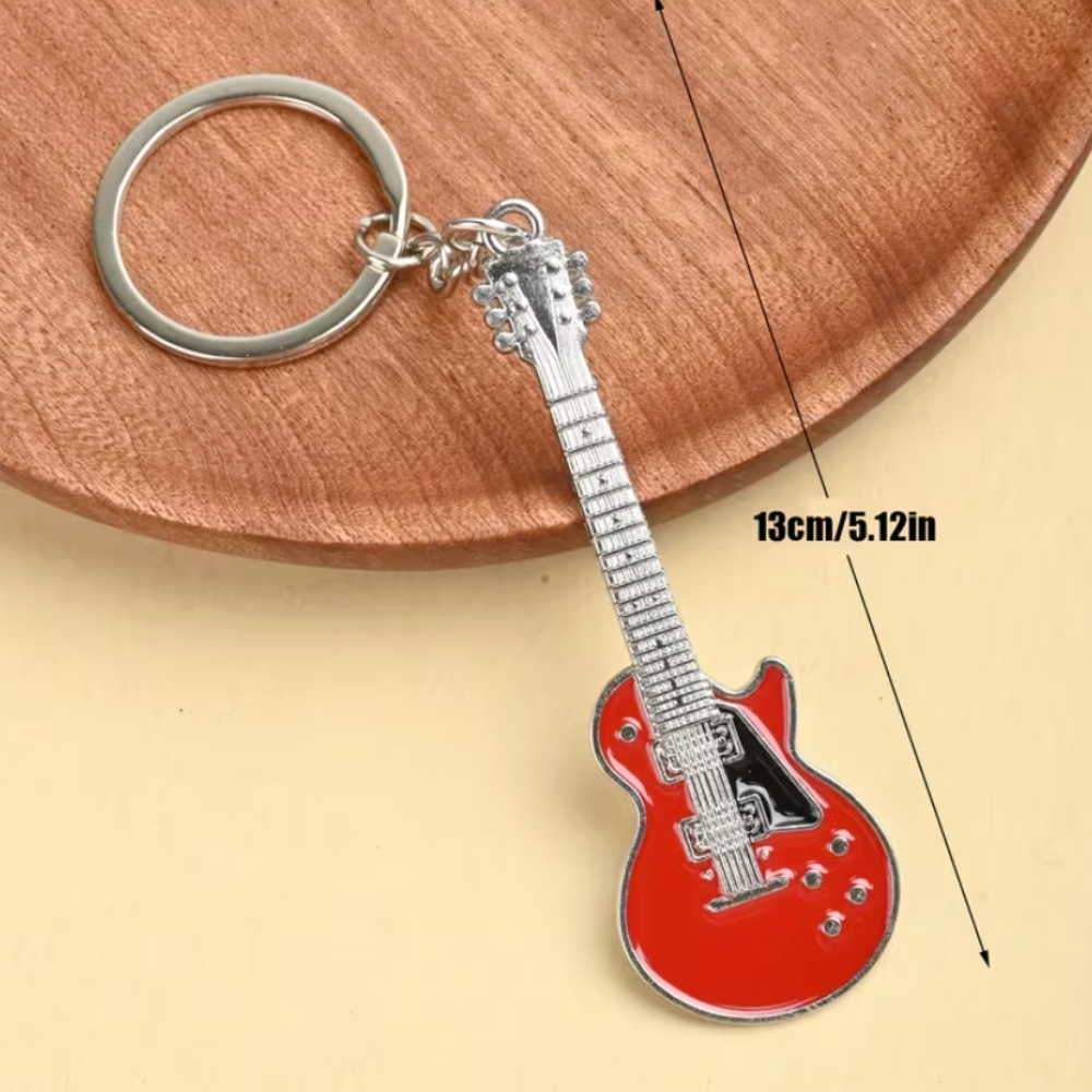 Guitar Shaped Keyring Red - (13cm)