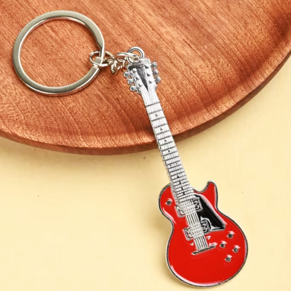 Guitar Shaped Keyring Red - (13cm)