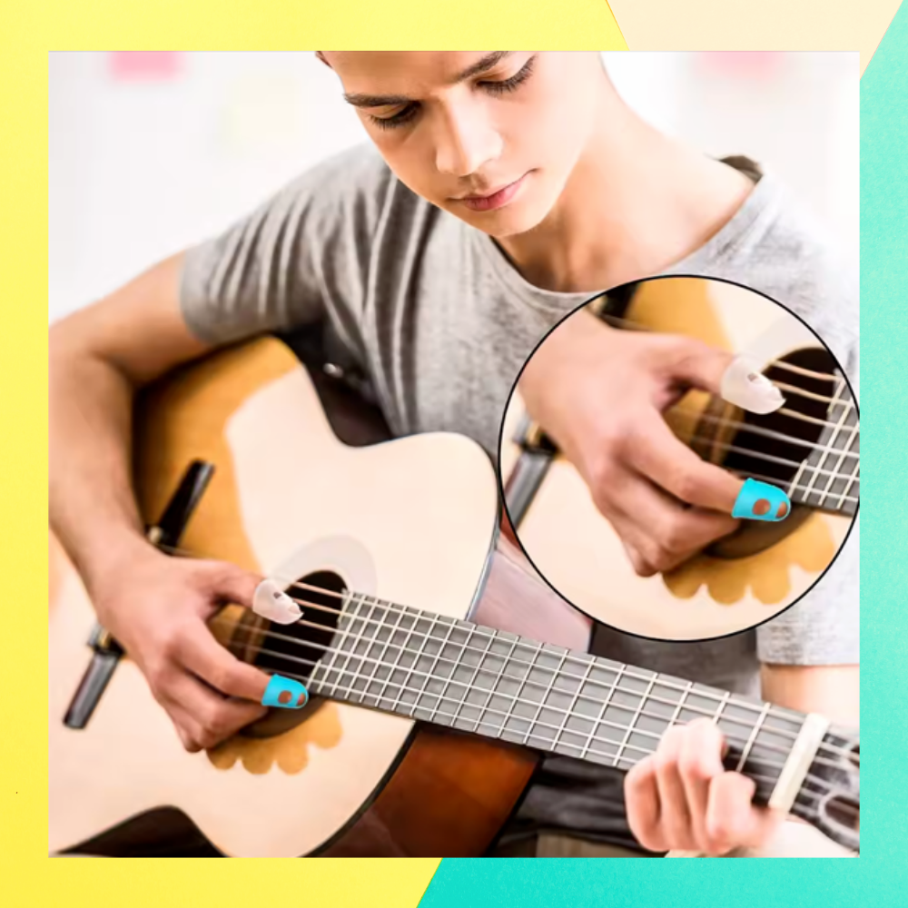 Silicone Guitar/Instrument Finger Protectors  (5 Piece)- For Beginners and Sensitive Hands