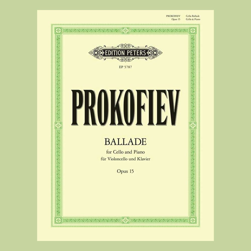 Sergei Prokofiev - Ballade for Cello and Piano Op. 15 Book (New Release)