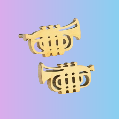 Mini Stud Trumpet Earrings (Gold Stainless Steel)