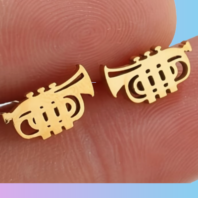 Mini Stud Trumpet Earrings (Gold Stainless Steel)