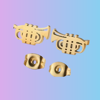 Mini Stud Trumpet Earrings (Gold Stainless Steel)