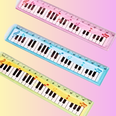 3 Pack Musical Keyboard Design 15cm Ruler (Yellow, Pink, Blue)