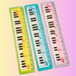 3 Pack Musical Keyboard Design 15cm Ruler (Yellow, Pink, Blue)