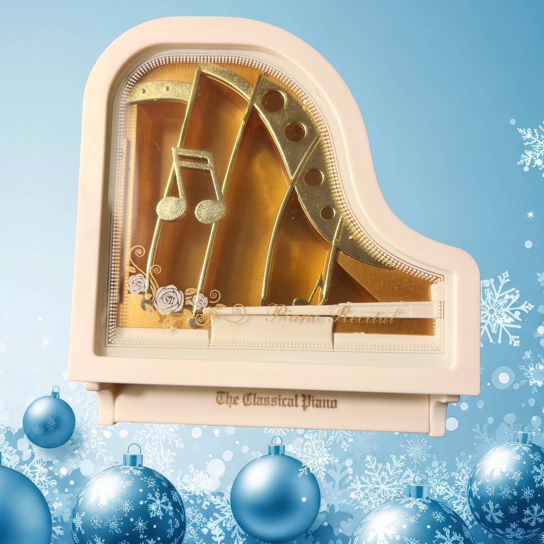 White Grand Piano Music Box (Fur Elise) with Wind Up Lever - Limited Time Holiday Special
