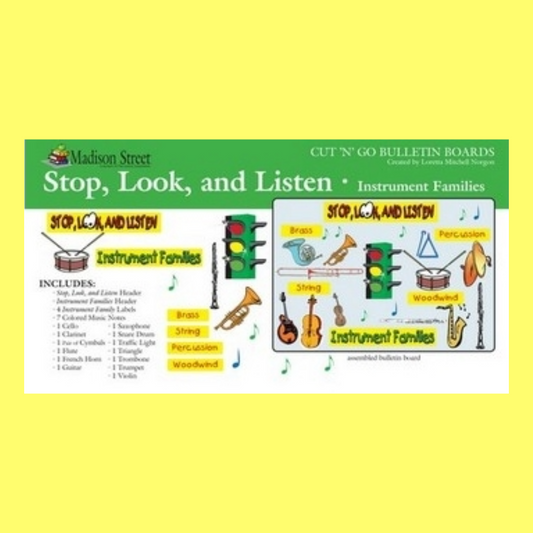 Cut n Go Boards - Stop Look And Listen (Instrument Families) Classroom Set