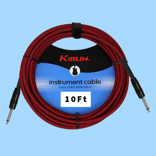 Kirlin IWC201RD 10ft Red Entry Woven Instrument Cable (Straight)