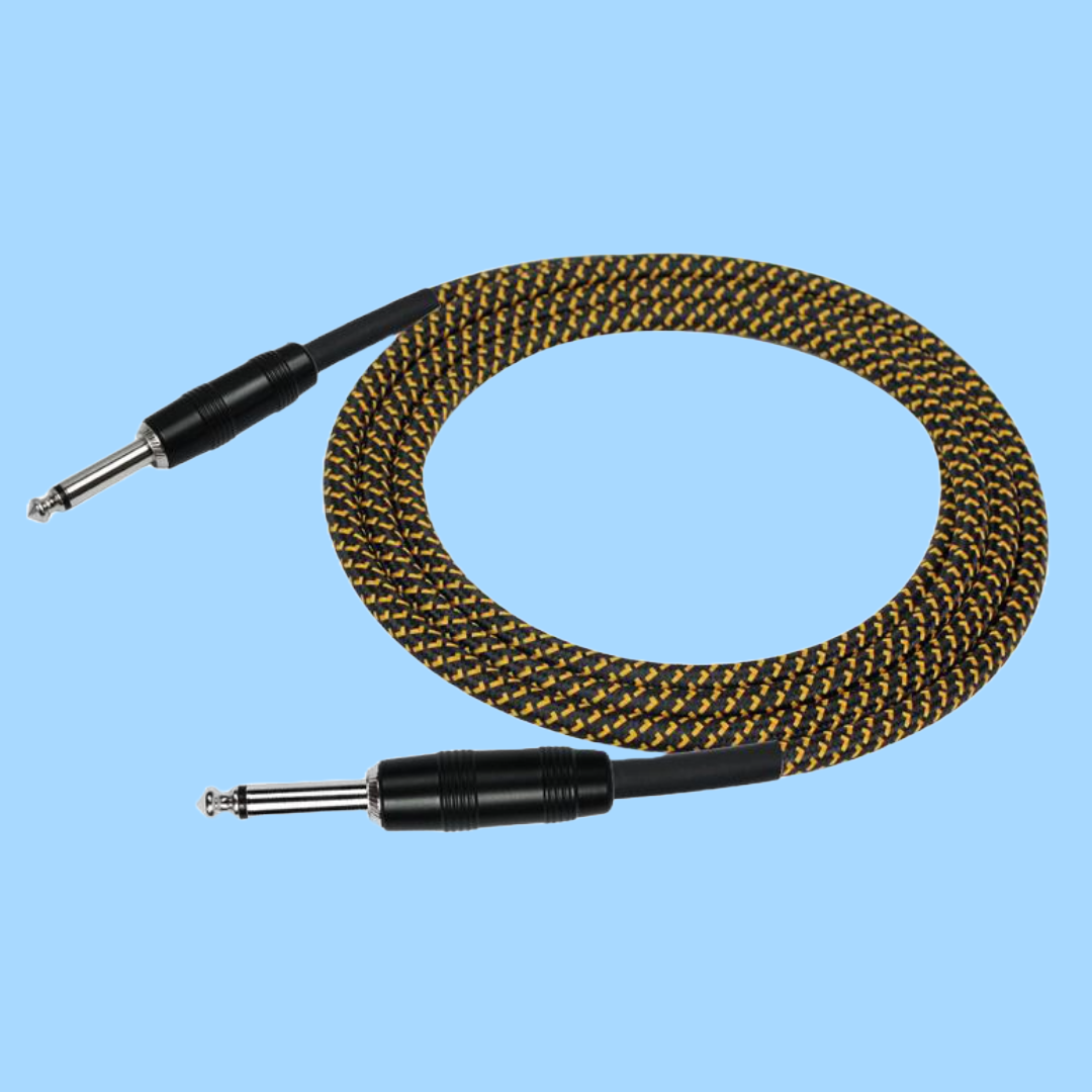 Kirlin IWC201BY 10ft Tweed Entry Woven Guitar/Instrument Cable (Straight)