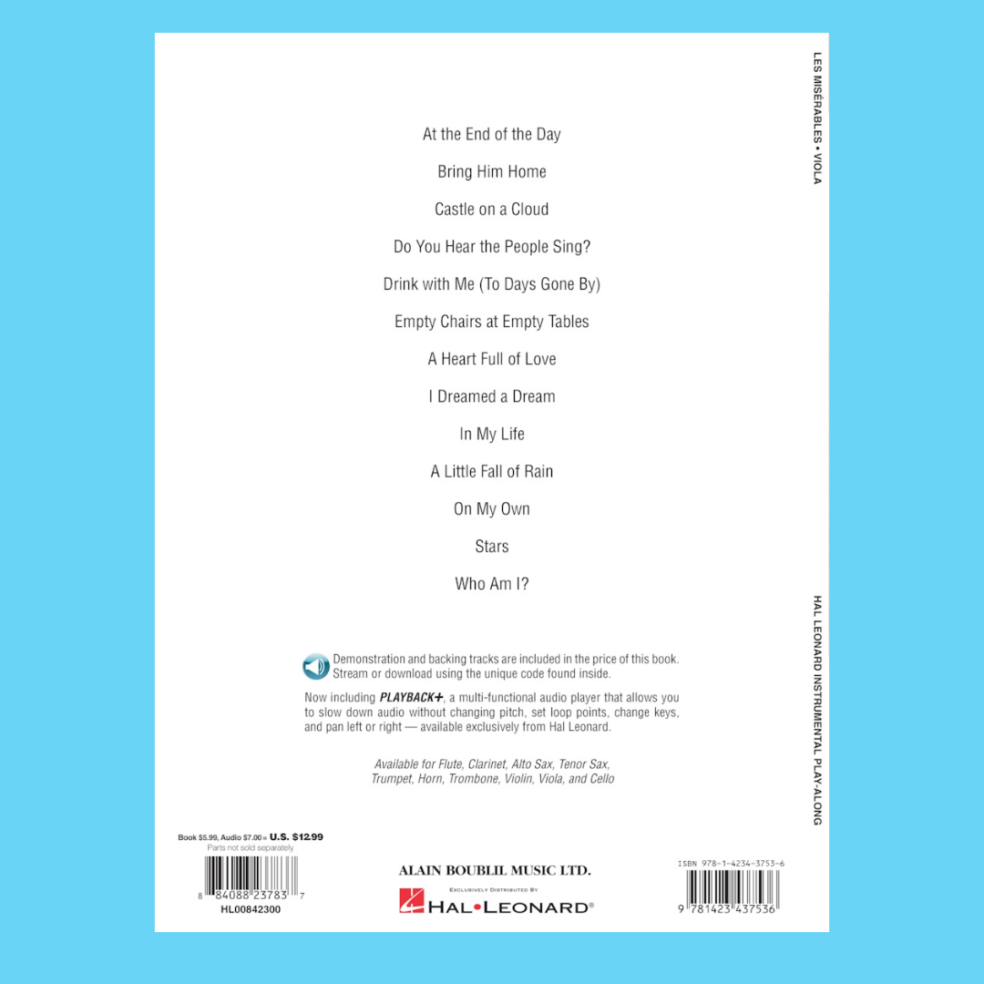 Les Miserables Viola Play Along Book/Ola
