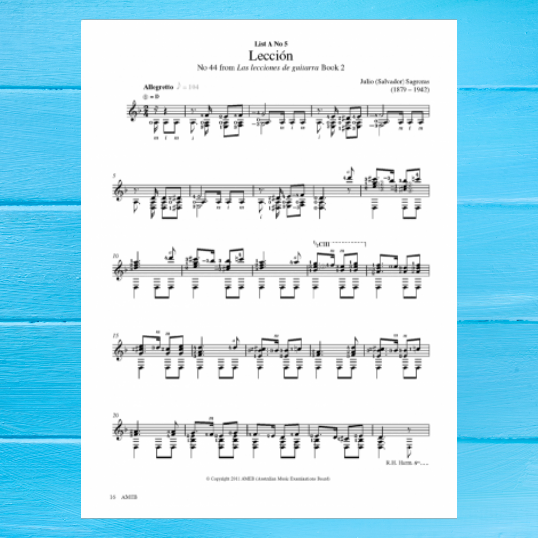 AMEB Classical Guitar Series 2 - Grade 6 Book
