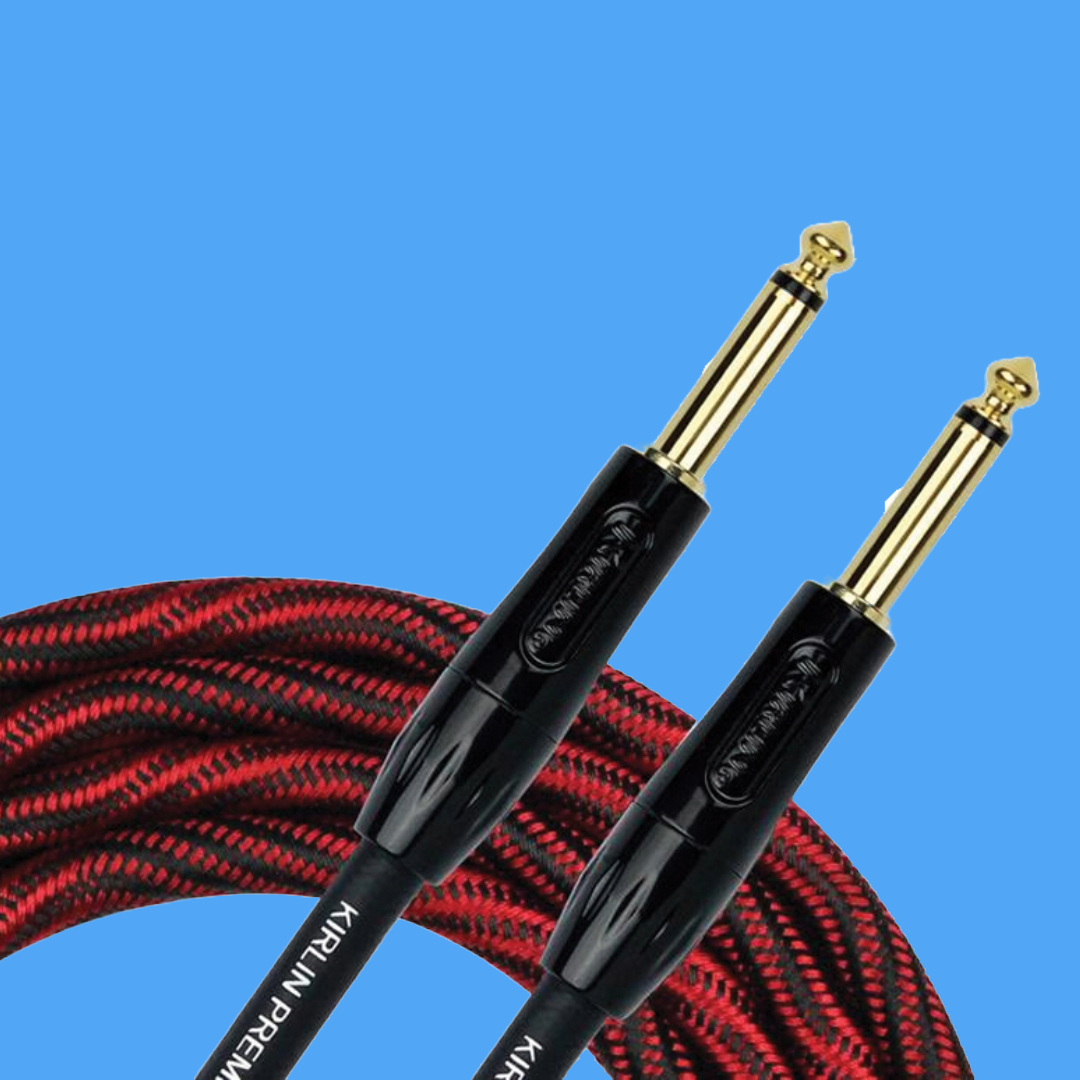 Kirlin IWB201WB 20ft Premium Plus Wave Red & Black Guitar/Instrument Cable (Straight)