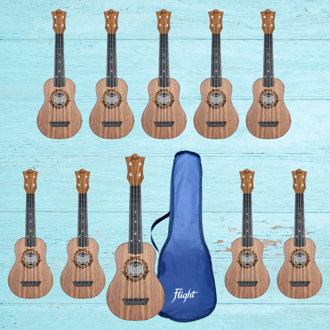 Flight TUS50 ABS Walnut Soprano Ukulele with Bag - 10 Ukuleles (Student Ukulele Pack )