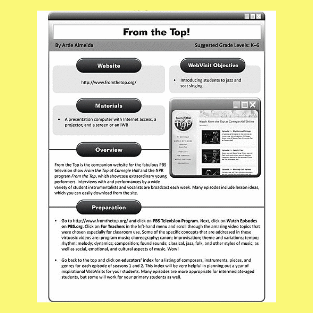 A Wide World Of Web Visits Book/Ola (Multifaceted Music Lessons For Grade 1-6)