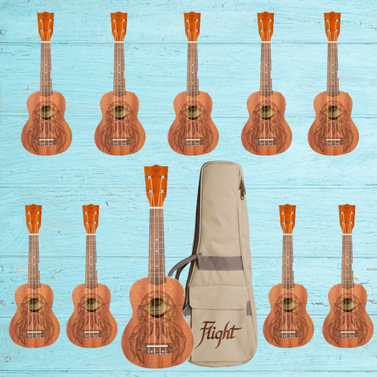 Flight - Dreamcatcher Soprano Ukulele With Gig Bag - 10 Ukuleles (Student Ukulele Pack )