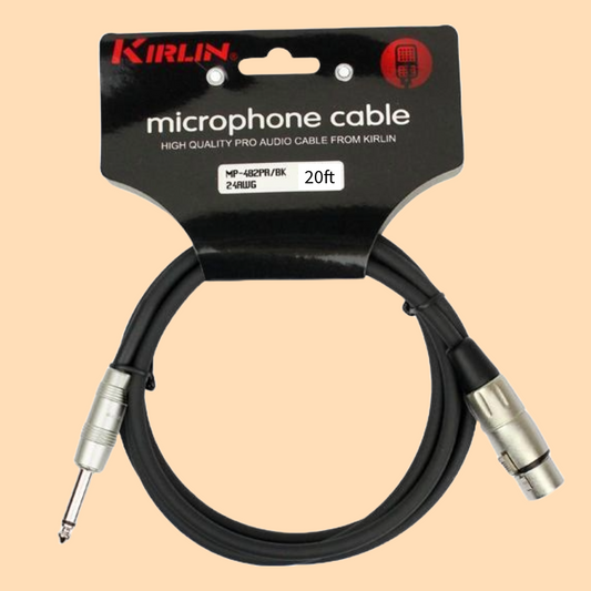 Kirlin MP482PR-20 Female XLR to 1/4" Jack 20ft Microphone Cable