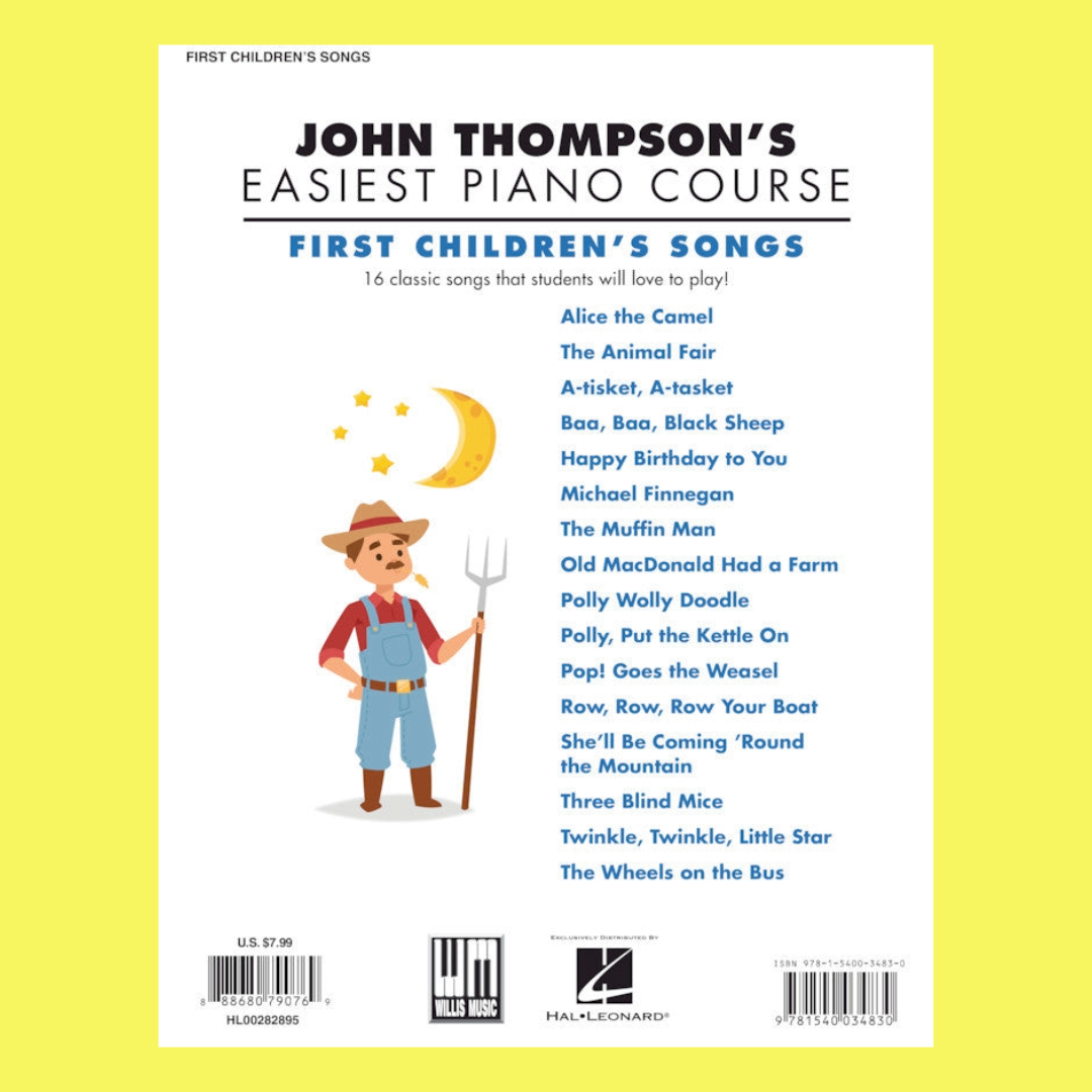 John Thompson's Easiest Piano Course - First Children's Songs Book