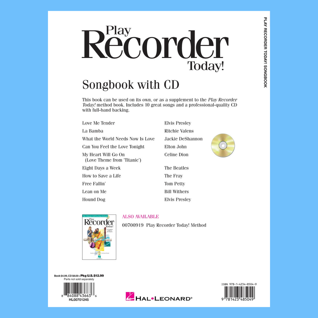 Play Recorder Today - Songbook Book/Cd