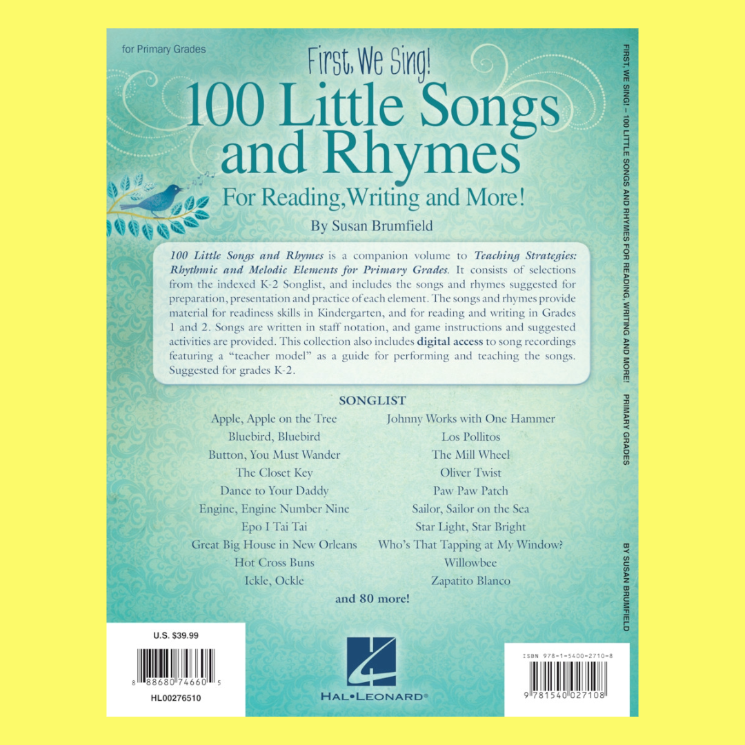 First We Sing - 100 Little Songs And Rhymes Book/Ola (Music Classroom)