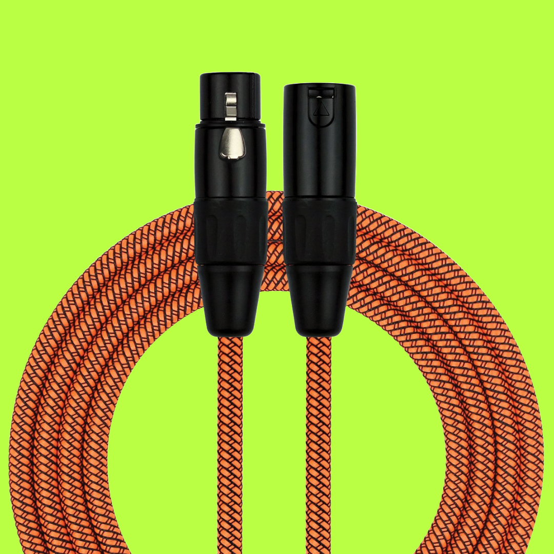 Kirlin Woven Orange - 20ft /6 Metre XLR - XLR Microphone Cable