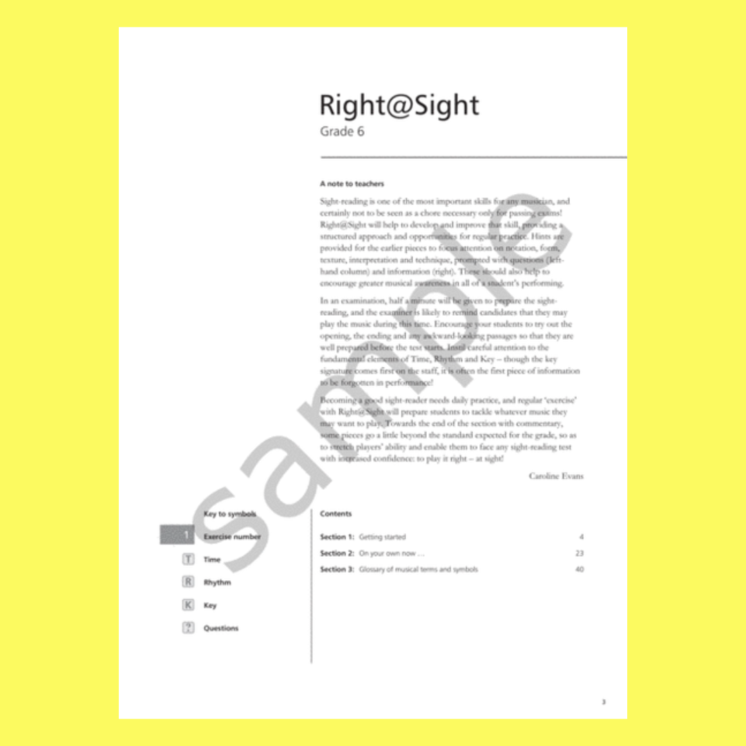 Right @ Sight Piano - Grade 6 Book