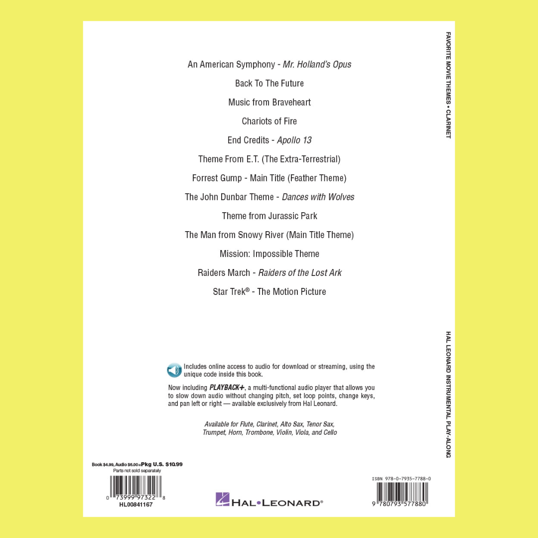 Favorite Movie Themes For Clarinet Play Along Book/Ola
