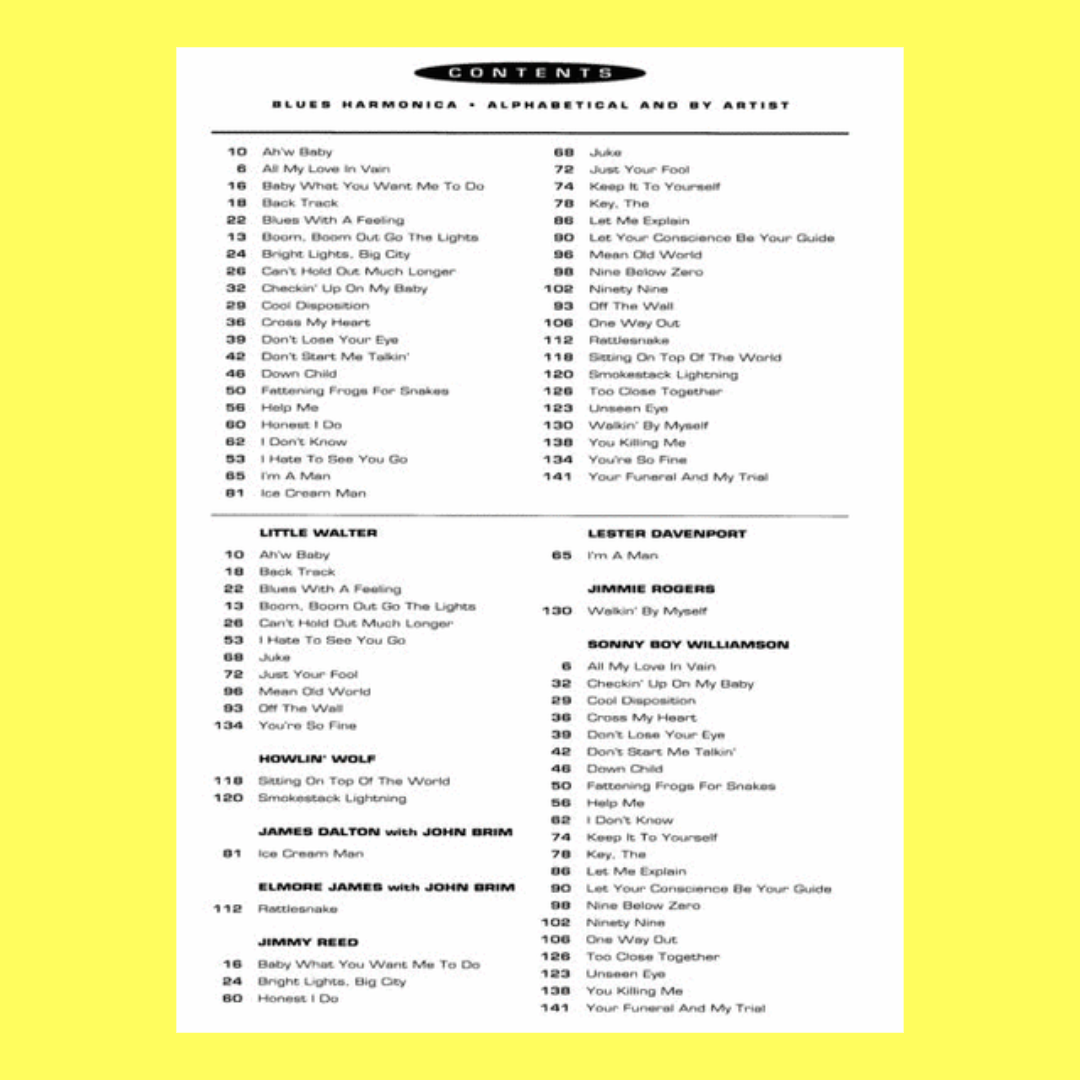 Blues Harmonica Collection Songbook (40 Songs)