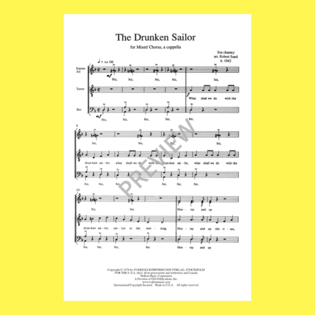 The Drunken Sailor - SATB A Cappella Sheet Music
