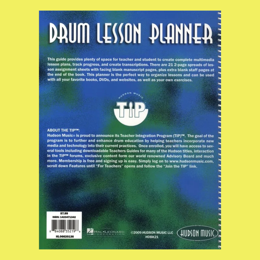 Drum Lesson Planner Tip Program Book