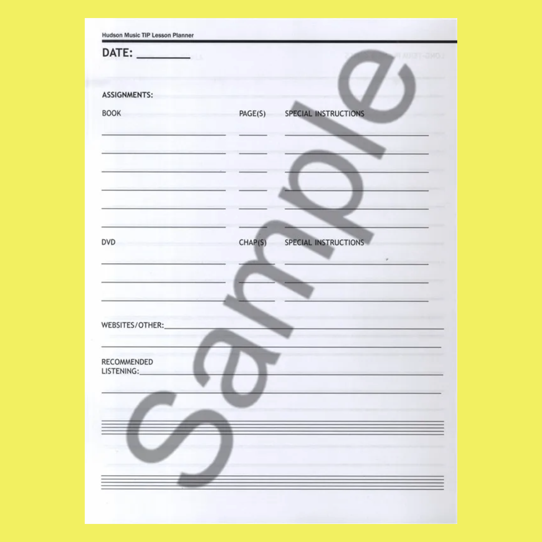 Drum Lesson Planner Tip Program Book
