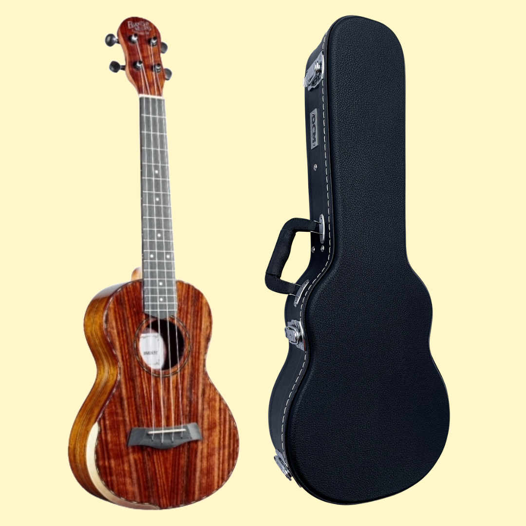 Barnes & Mullins BMUK5T Tenor Walnut Ukulele with Professional Black Wood Case