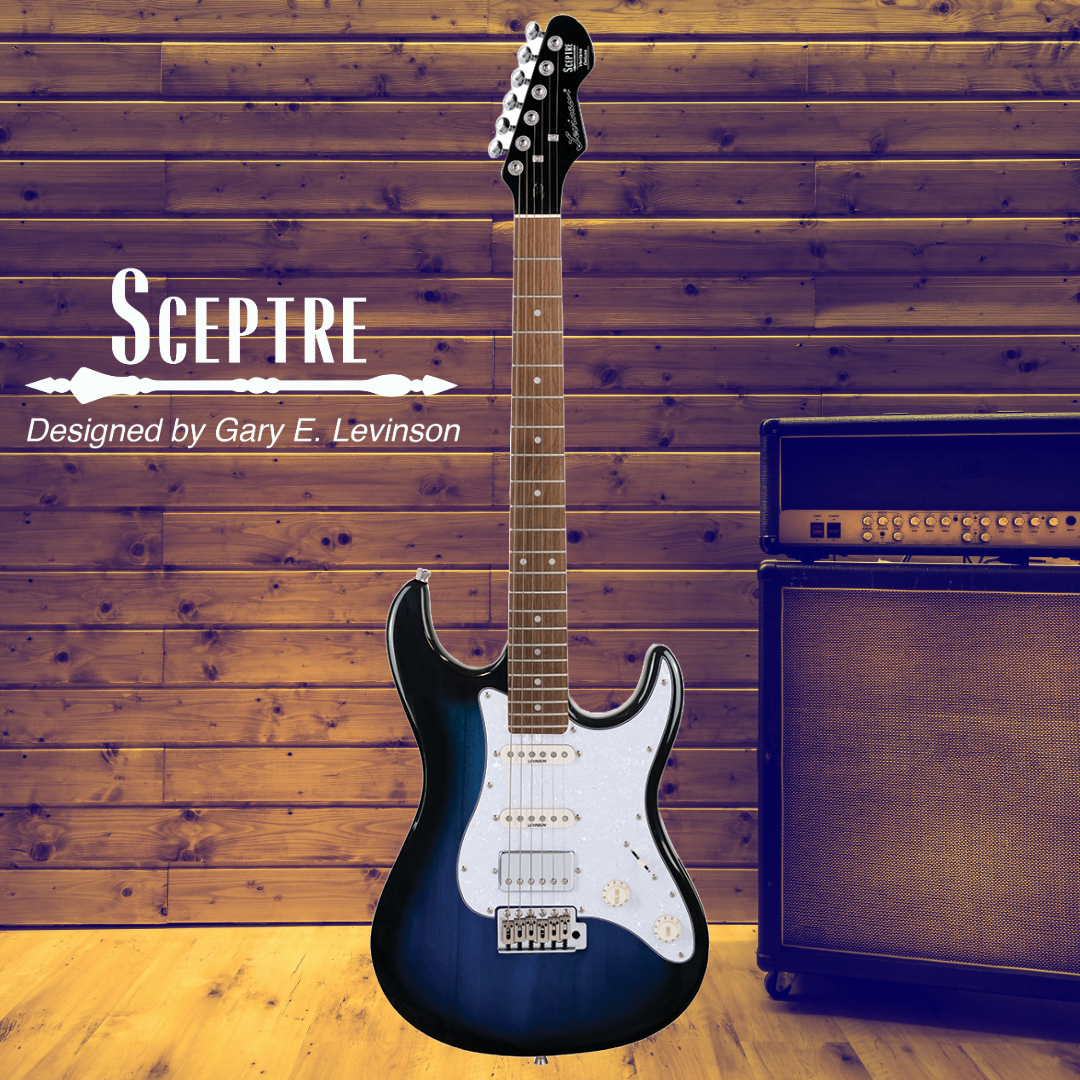 Sceptre Ventana Deluxe Double Cutaway HSS See Thru Ocean Blue Electric Guitar