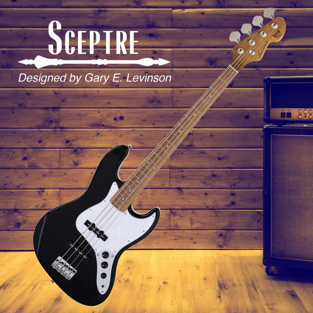 Sceptre DeSoto Standard Double Cutaway Black Bass Guitar