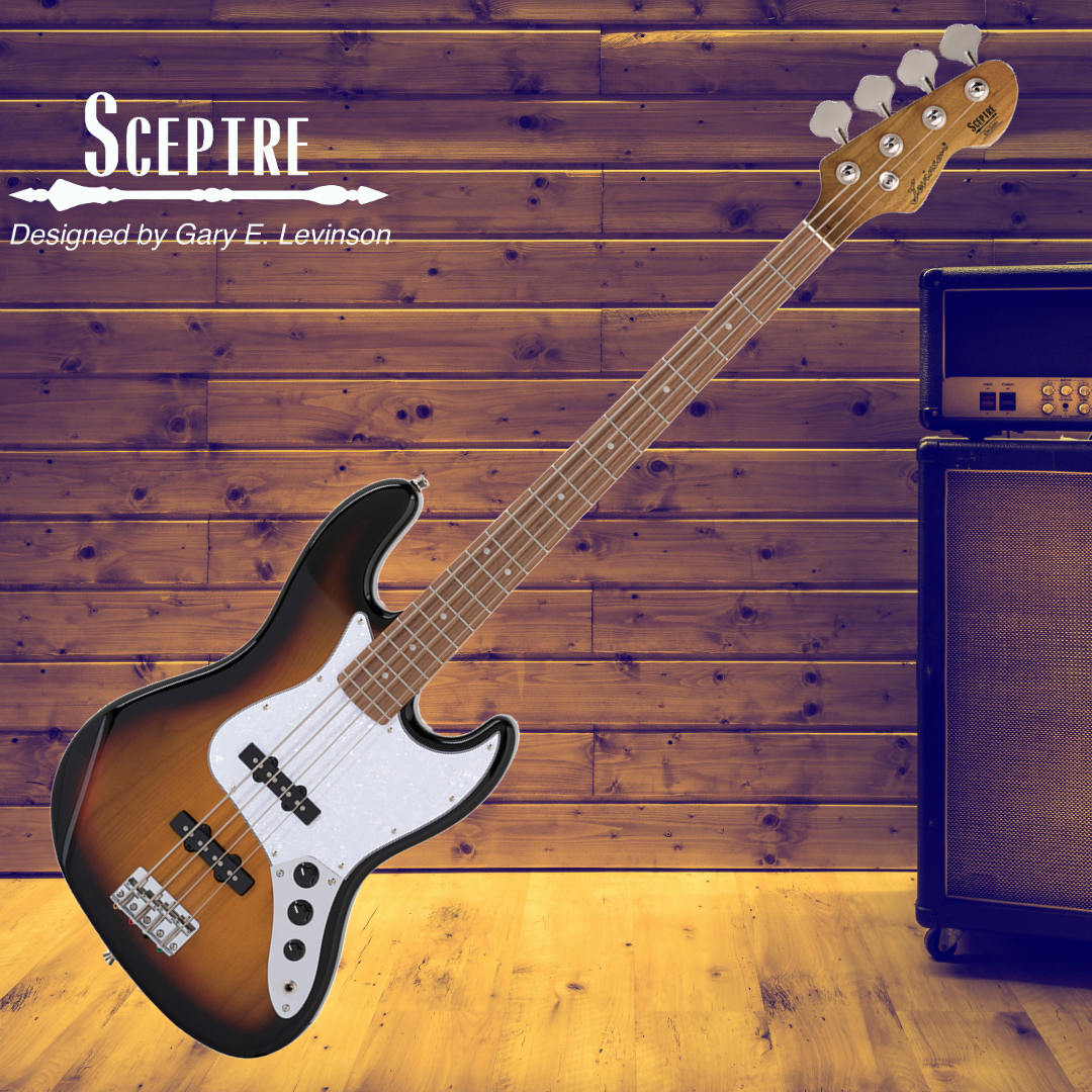 Sceptre DeSoto Standard Double Cutaway 3 Tone Sunburst Bass