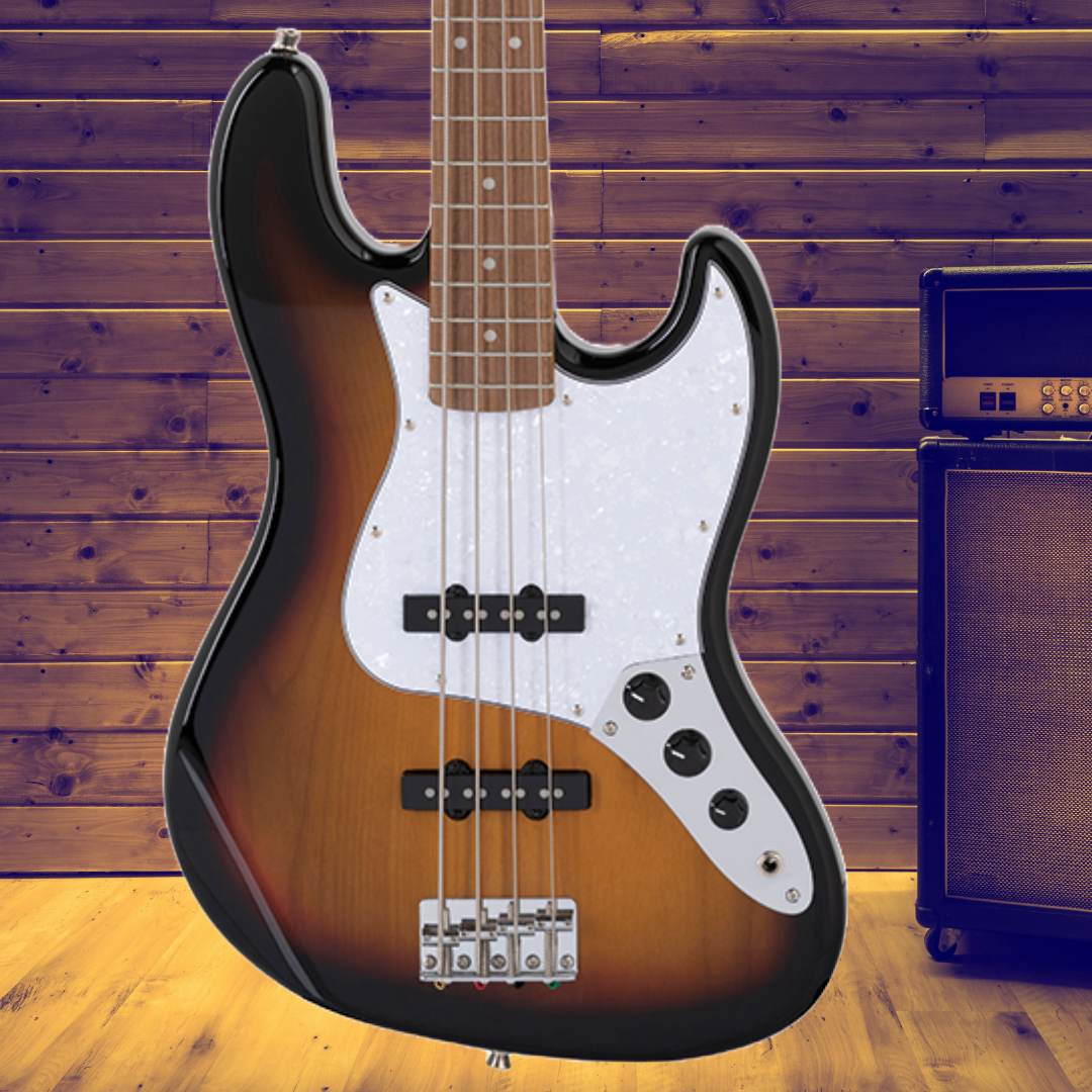 Sceptre DeSoto Standard Double Cutaway 3 Tone Sunburst Bass Guitar