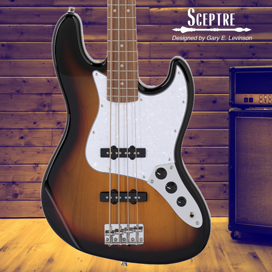 Sceptre DeSoto Standard Double Cutaway 3 Tone Sunburst Bass